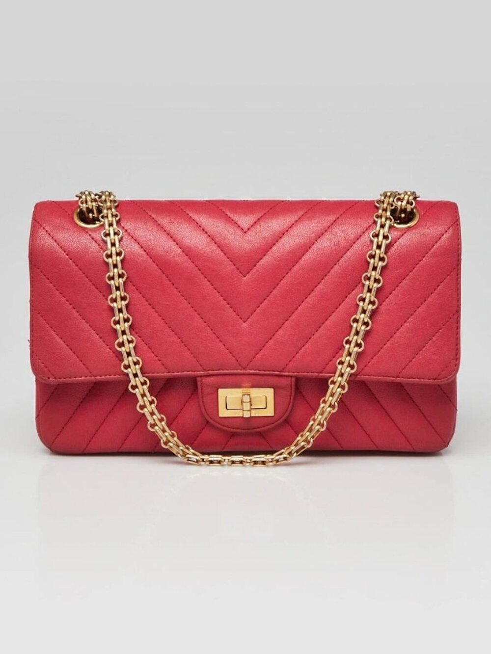 Chanel Dark Pink 2.55 Reissue Chevron Quilted Calfskin Leather 225 Bag